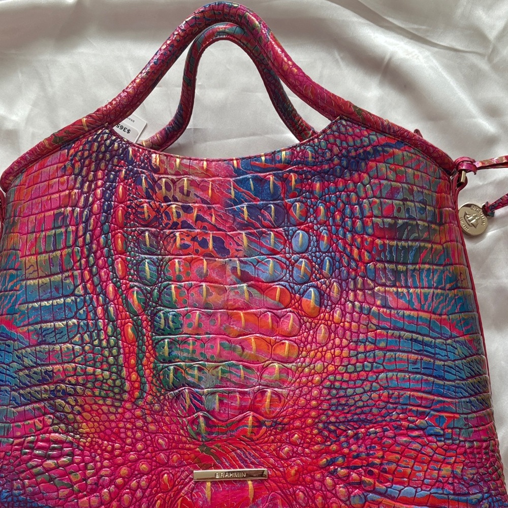 Brahmin Colorful Crocodile Embossed Tote